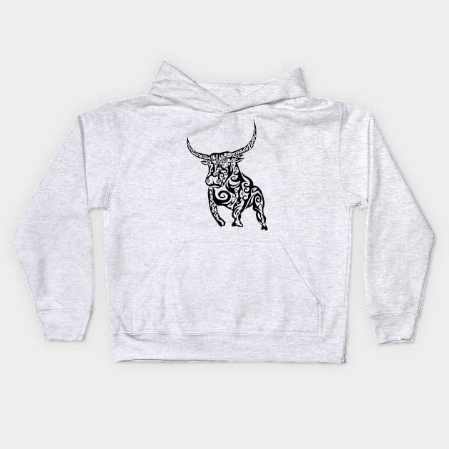 Tribal Bull Kids Hoodie by twizzler3b